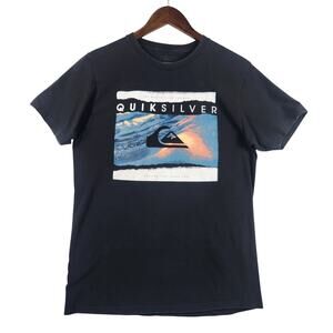 Quiksilver Mens Mountain Wave Graphic T-Shirt M Black Surf Tee Regular Fit